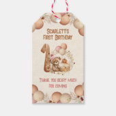 Schattige Beer Herfst Beary 1st Birthday Girl Dank Cadeaulabel (Voorkant)