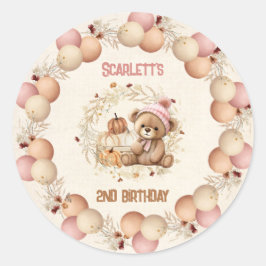Schattige Beer Herfst Verjaardag Meisje Stickers