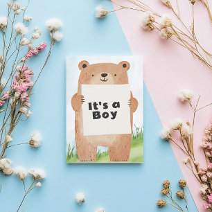 Schattige beer Het is een Boy Baby shower beer Inv Kaart