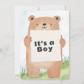 Schattige beer Het is een Boy Baby shower beer Inv Kaart (Voorkant)