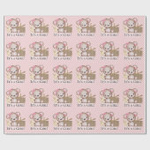 Schattige Beer Het is een meisje picknick blauw Ba Cadeaupapier (Vlak)