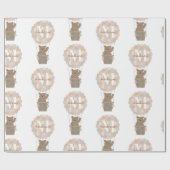 Schattige Beer Hete Luchtballonnen Monogram Gender Cadeaupapier (Vlak)
