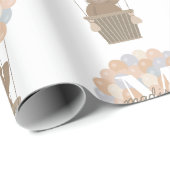 Schattige Beer Hete Luchtballonnen Monogram Gender Cadeaupapier (Rol Hoek)