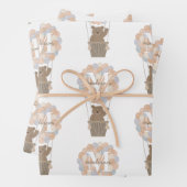 Schattige Beer Hete Luchtballonnen Monogram Gender Inpakpapier Vel (In situ)