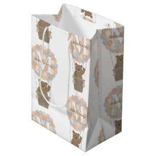 Schattige Beer Hete Luchtballonnen Monogram Gender Medium Cadeauzakje