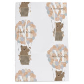 Schattige Beer Hete Luchtballonnen Monogram Gender Medium Cadeauzakje (Voorkant)