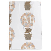 Schattige Beer Hete Luchtballonnen Monogram Gender Medium Cadeauzakje (Achterkant)