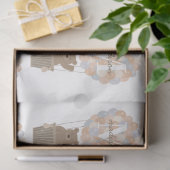 Schattige Beer Hete Luchtballonnen Monogram Gender Tissuepapier (Geschenk)