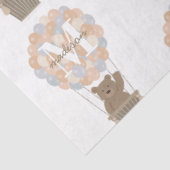 Schattige Beer Hete Luchtballonnen Monogram Gender Tissuepapier (Detail)