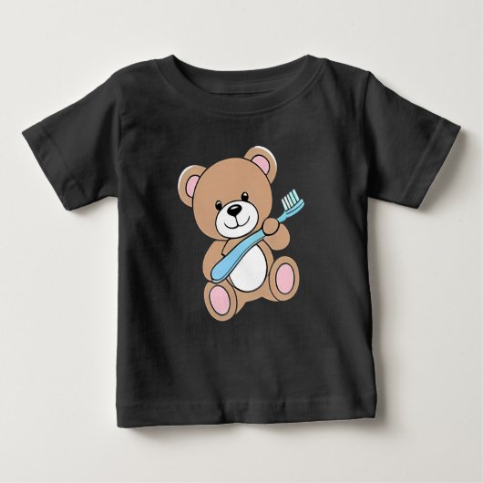 Schattige Beer Holding Tandenborstel T-shirt (Voorkant)