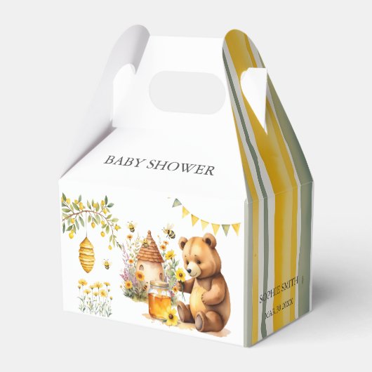 Schattige Beer Honey Bee Hive Baby shower Bedankdoosjes (Achterkant)