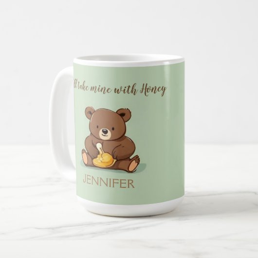 Schattige Beer Honey Jar Custom Coffee Mok (Voorkant links)