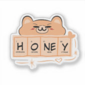 Schattige Beer "Honey" Vinyl Sticker (Voorkant)