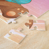 Schattige Beer Honing eten, Naam van het kind/Bood Legpuzzel (Zijkant)