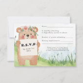Schattige beer houder teken RSVP kaart (Voorkant)