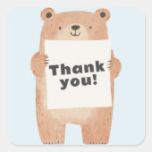 Schattige Beer Houdnaam of Berichtteken Vierkante Sticker (Voorkant)