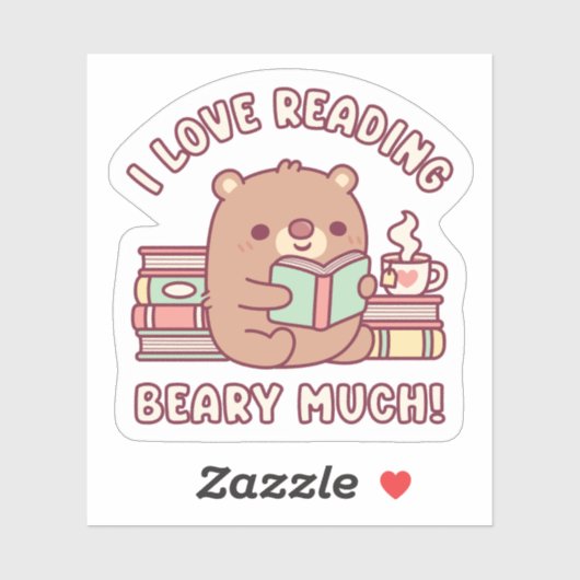 Schattige Beer Ik Hou Erg Veel Van Lezen Grappig Sticker (Vel)