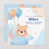 Schattige Beer in Clouds Baby shower Invitation Ka (Voorkant / Achterkant)
