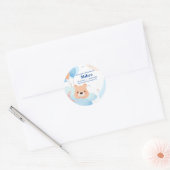 Schattige Beer in Clouds Baby shower Invitation Ka Ronde Sticker (Envelop)