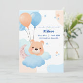 Schattige Beer in Clouds Baby shower Kaart (Staand voorkant)