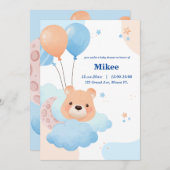 Schattige Beer in Clouds Baby shower Kaart (Voorkant / Achterkant)