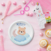 Schattige Beer in Clouds Baby shower Papieren Bordje (Feest)