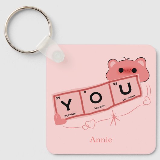 Schattige Beer in de liefde "jij" personaliseren k Sleutelhanger (Voorkant)