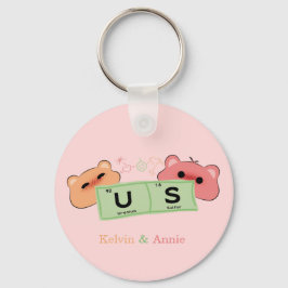 Schattige Beer in de liefde "ons" personaliseren p Sleutelhanger