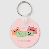 Schattige Beer in de liefde "ons" personaliseren p Sleutelhanger (Achterkant)