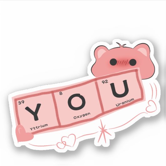 Schattige Beer in de liefde "You" Vinyl Sticker (Voorkant)