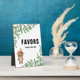 Schattige Beer in het bos begunstigt Baby shower Fotoplaat