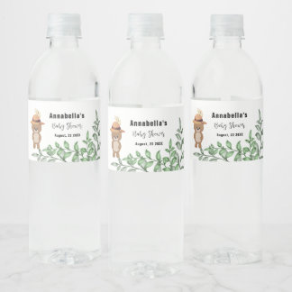 Schattige Beer in het Hout Baby Shower Waterfles Etiket