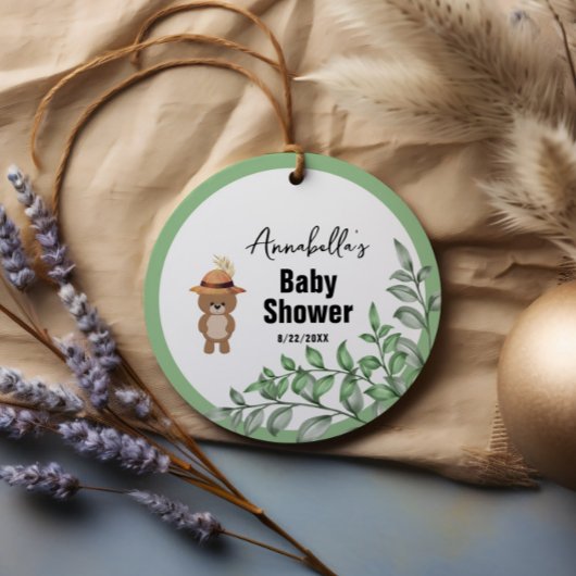 Schattige Beer in het Wood Baby shower Bedankjes Labels