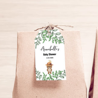 Schattige Beer in het Wood Baby shower Cadeaulabel