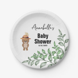 Schattige Beer in het Wood Baby shower Papieren Bordje