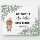 Schattige Beer in het Wood Welcome Baby shower Fotoplaat (Voorkant)