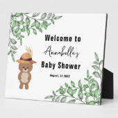 Schattige Beer in het Wood Welcome Baby shower Fotoplaat (Zijkant)