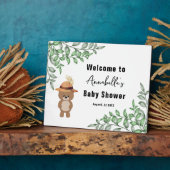 Schattige Beer in het Wood Welcome Baby shower Fotoplaat (Zijkant)