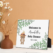 Schattige Beer in het Wood Welcome Baby shower Fotoplaat