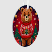 Schattige Beer In Kerstmuts Ornament (voorkant)