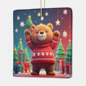 Schattige Beer In Kersttrui Keramisch Ornament (Links)
