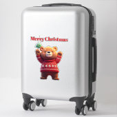Schattige Beer In Kersttrui Sticker (Koffer)