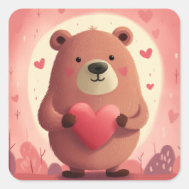 Schattige Beer in liefde Vierkante Sticker