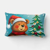 Schattige Beer in Santa Hat naast versierde kerst Kussen (Achterkant)