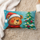 Schattige Beer in Santa Hat naast versierde kerst Kussen (Deken)