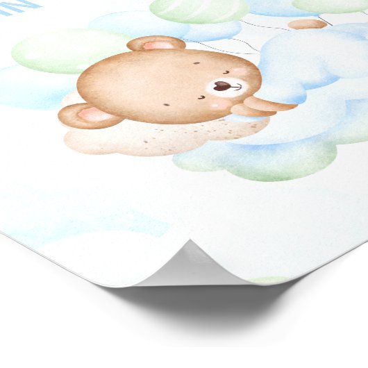Schattige Beer Jongen Baby shower Hoeveel Kussen T Poster (Hoek)