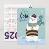 Schattige Beer Kalender 2025 Briefkaart (Voorkant / Achterkant)