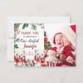 Schattige Beer Kerst 1° Verjaardag Dank u kaart (Voorkant)