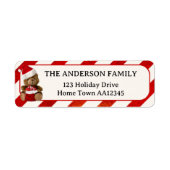 Schattige Beer Kerst Feestdagen retour adreslabel Etiket (Voorkant)