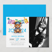 Schattige beer Kleuterschool Afstuderen Uitnodigin Kaart (Voorkant / Achterkant)